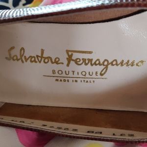 Salvatore Ferragamo Brown leather Embossed Pumps